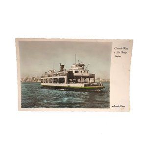 Vintage Postcard Photo Coronado Ferry San Diego Skyline Old Classic Cars